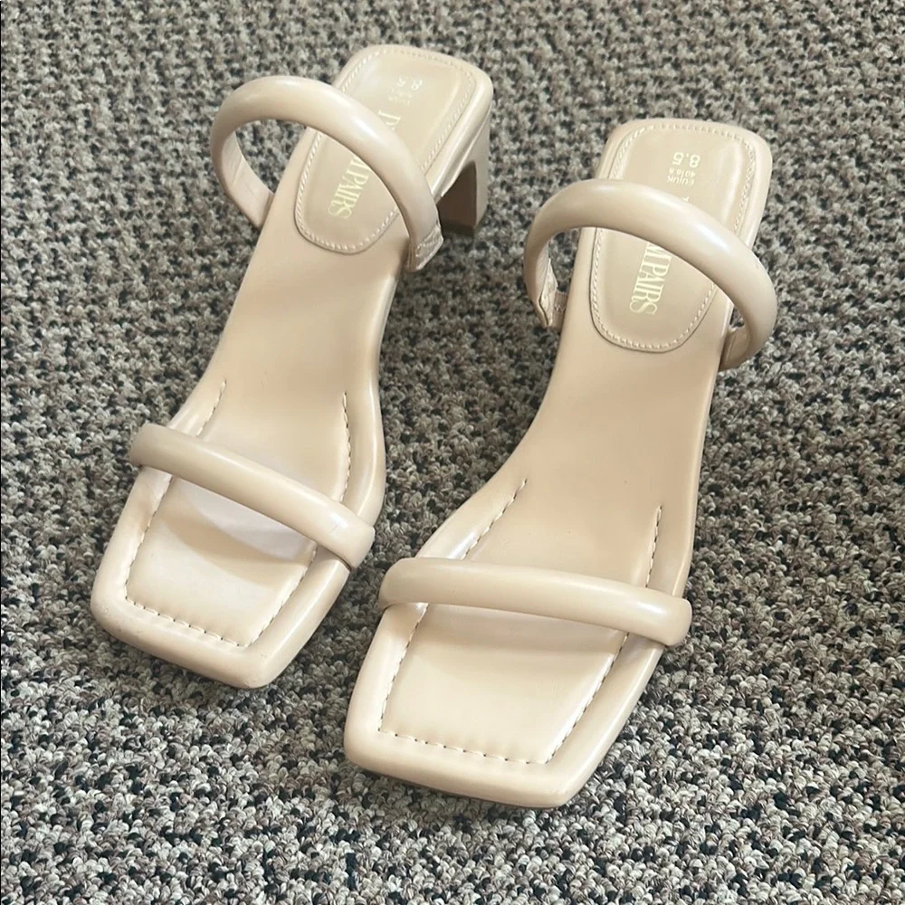 Sandal Heels for Women Low Square Open Toe Chunky Heels Slip On Dream Pairs - Picture 2 of 5